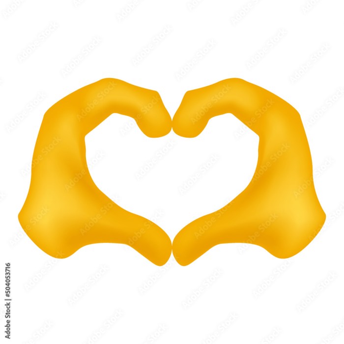 Cara emoji love tangan