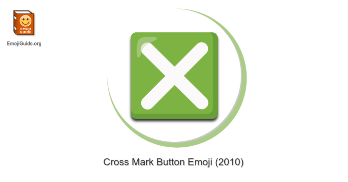 Cross emoji mark button red square green